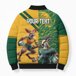 South Africa Australia Rugby Champion Personalized Bomber Puffer Jacket Springboks Wallabies Mascot