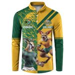South Africa Australia Rugby Champion Personalized Button Sweatshirt Springboks Wallabies Mascot