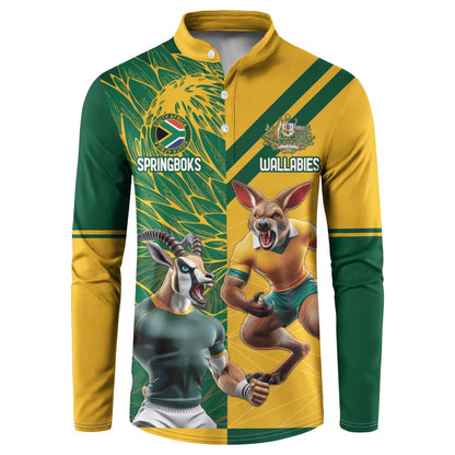 South Africa Australia Rugby Champion Personalized Button Sweatshirt Springboks Wallabies Mascot