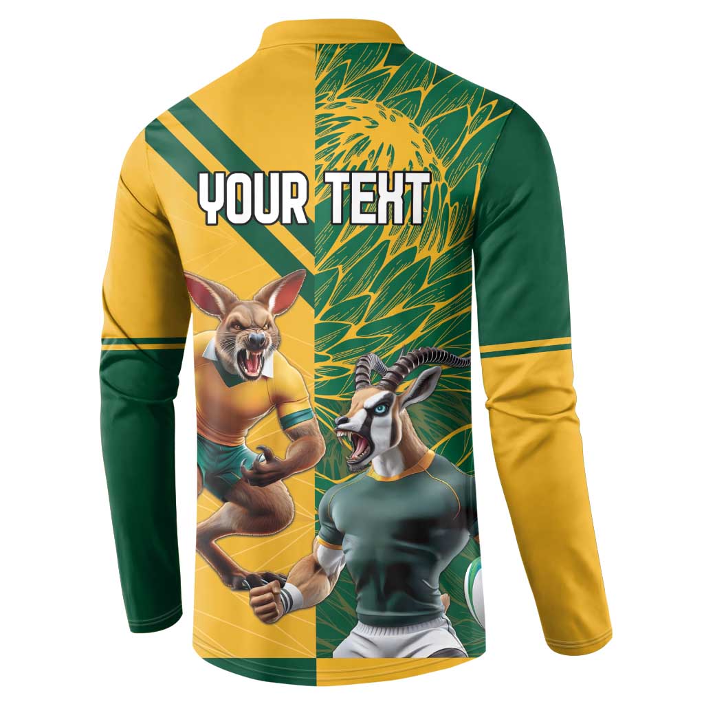 South Africa Australia Rugby Champion Personalized Button Sweatshirt Springboks Wallabies Mascot