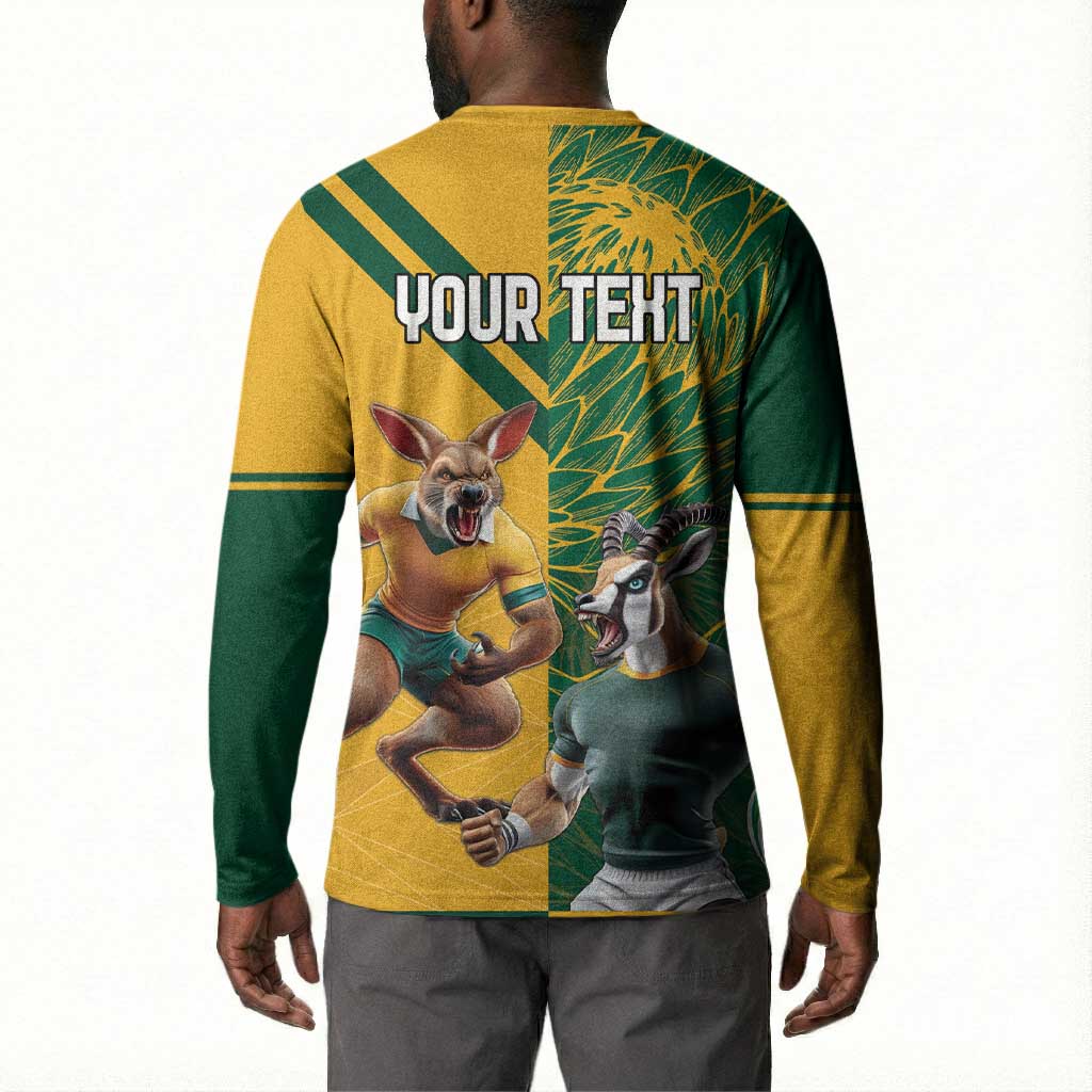 South Africa Australia Rugby Champion Personalized Button Sweatshirt Springboks Wallabies Mascot