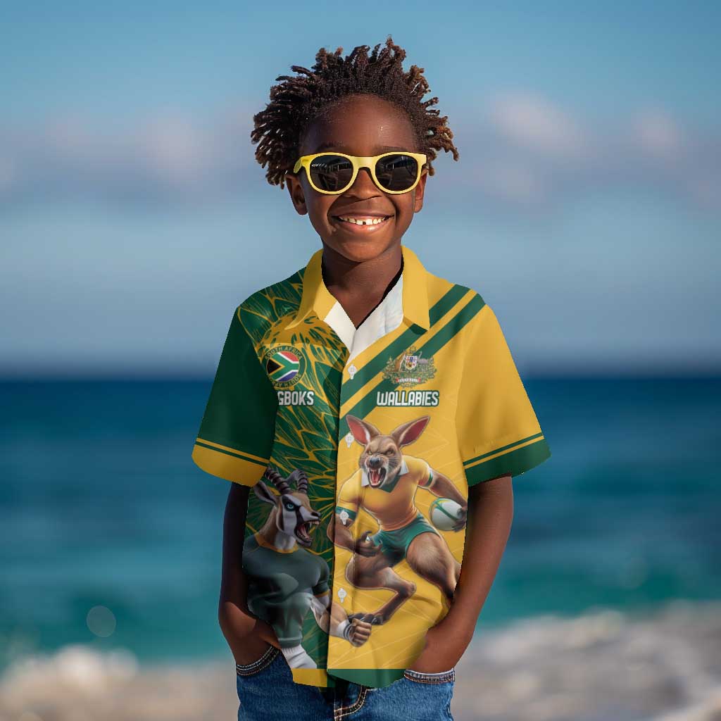 South Africa Australia Rugby Champion Personalized Kid Hawaiian Shirt Springboks Wallabies Mascot - African Pride