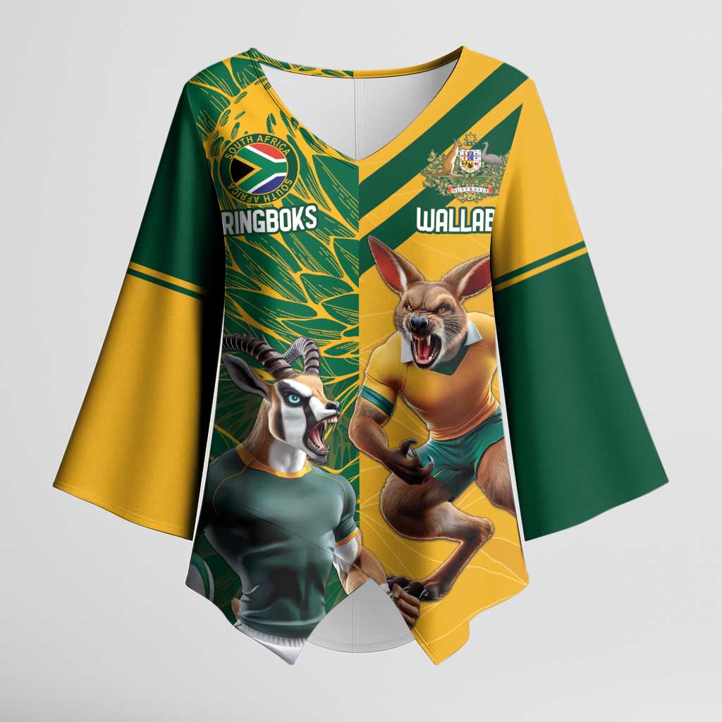 South Africa Australia Rugby Champion Personalized Kimono Sleeve Blouse Springboks Wallabies Mascot