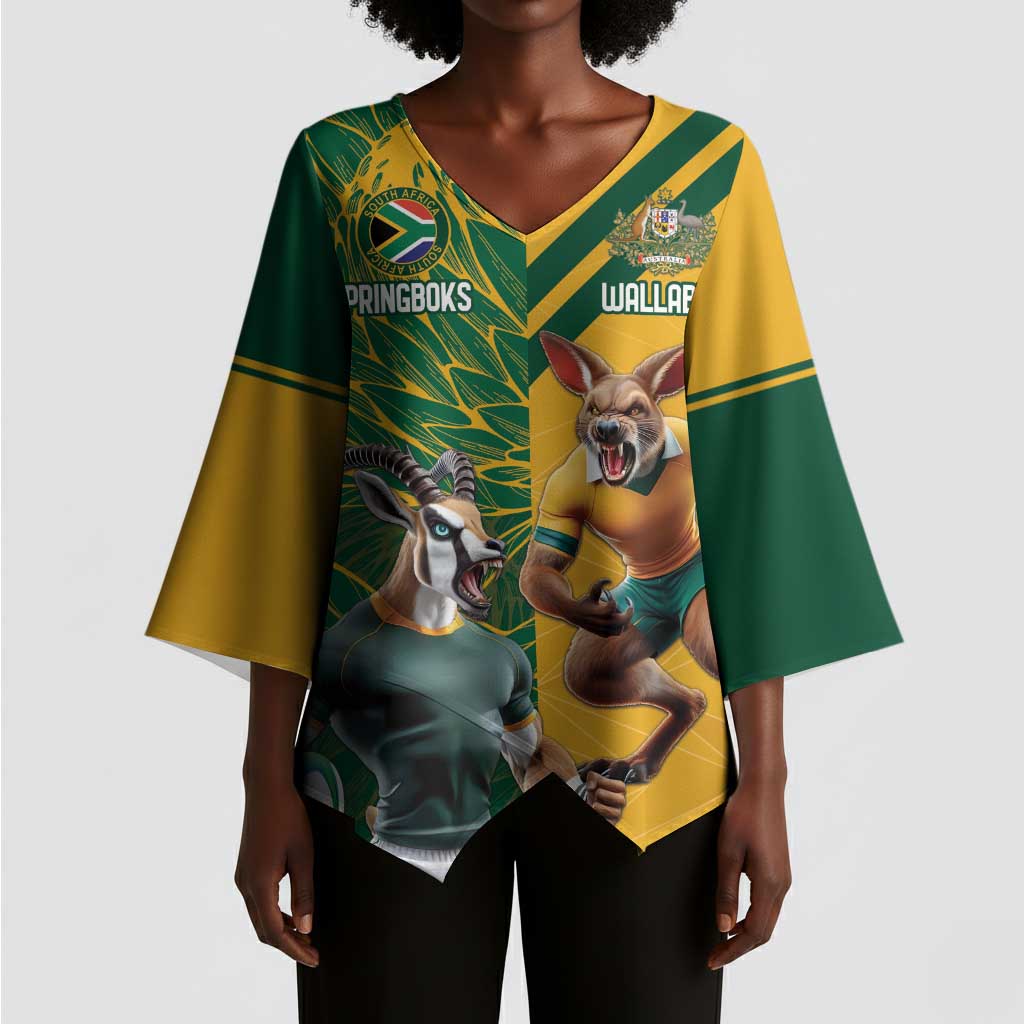 South Africa Australia Rugby Champion Personalized Kimono Sleeve Blouse Springboks Wallabies Mascot
