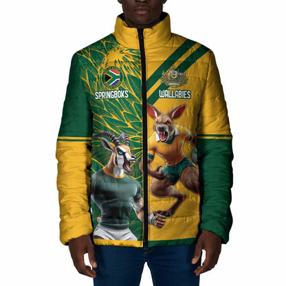South Africa Australia Rugby Champion Personalized Padded Jacket Springboks Wallabies Mascot