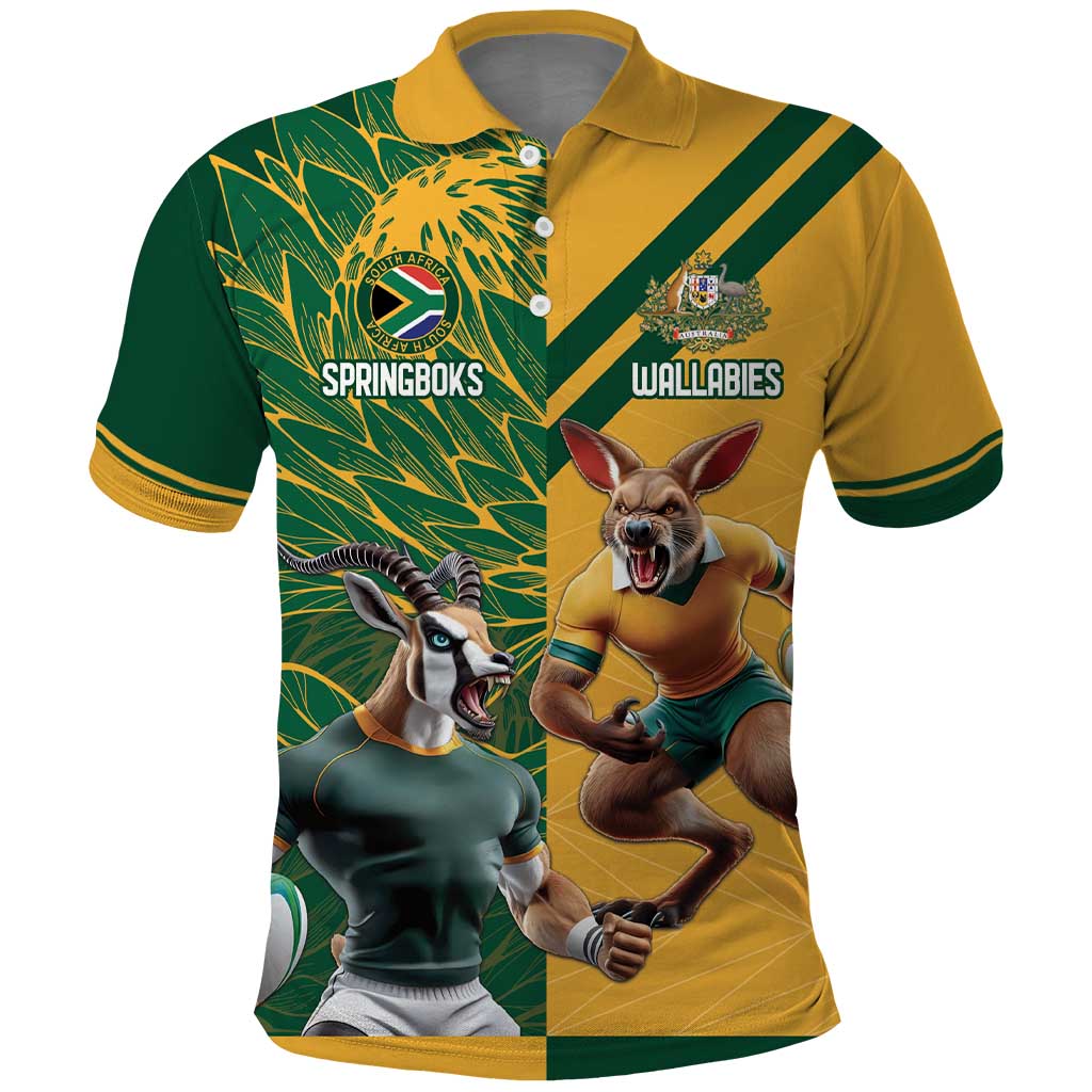 South Africa Australia Rugby Champion Personalized Polo Shirt Springboks Wallabies Mascot - African Pride