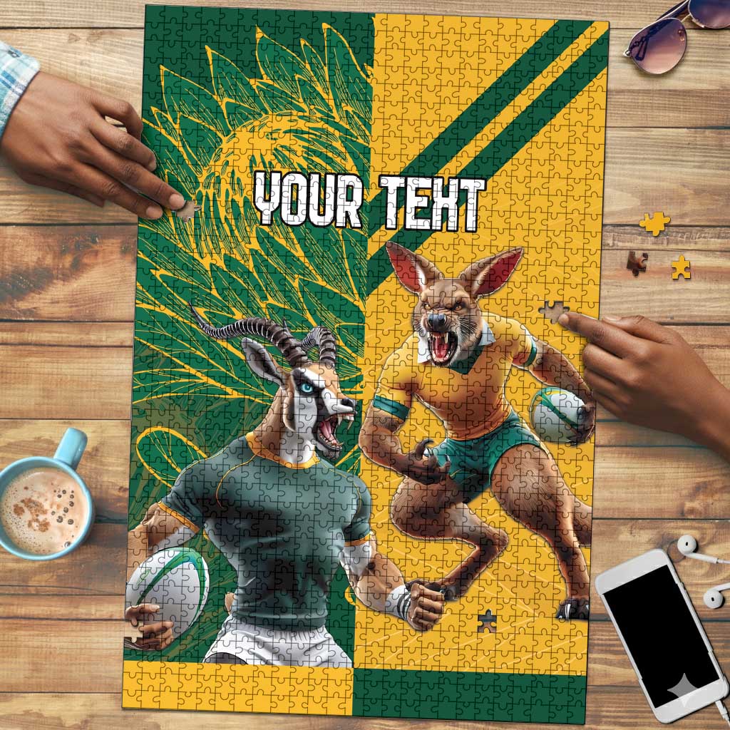 South Africa Australia Rugby Champion Personalized Puzzle Springboks Wallabies Mascot