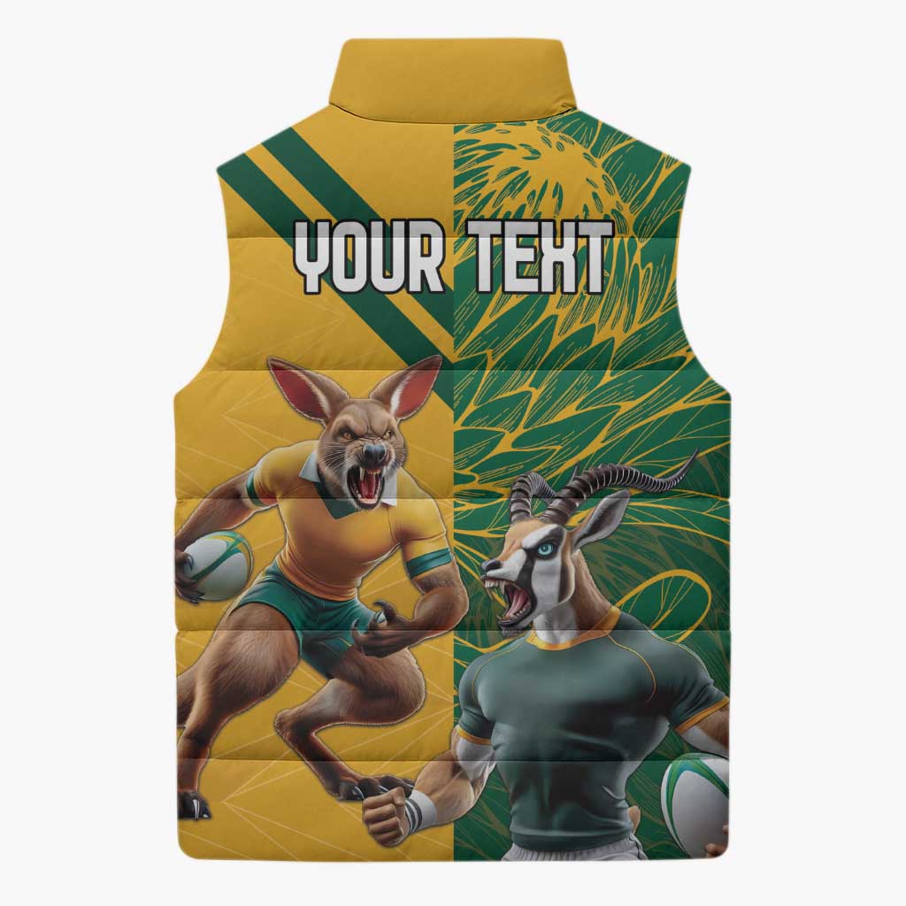 South Africa Australia Rugby Champion Personalized Sleeveless Puffer Jacket Springboks Wallabies Mascot