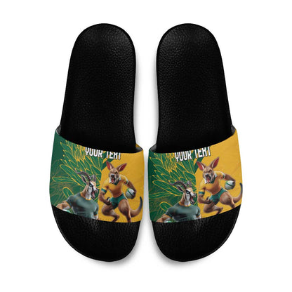 South Africa Australia Rugby Champion Personalized Slide Sandals Springboks Wallabies Mascot