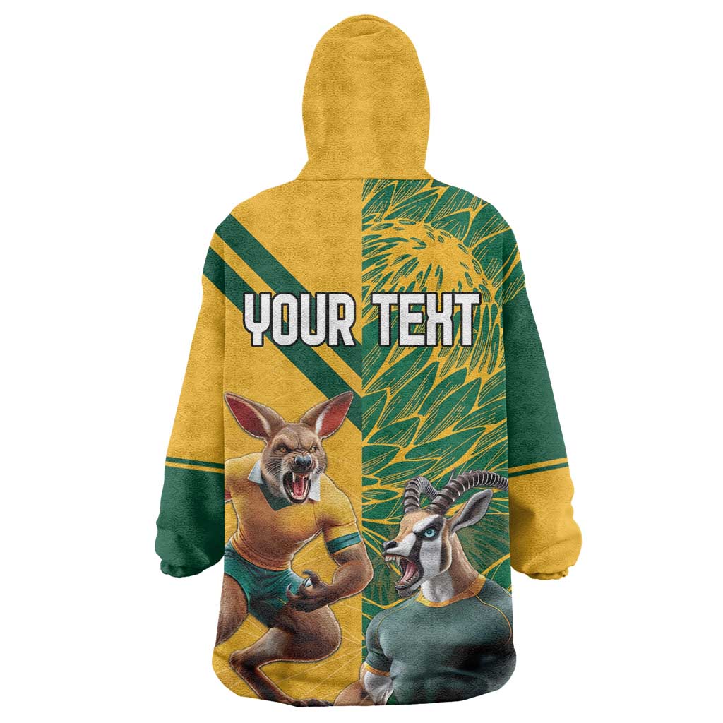 South Africa Australia Rugby Champion Personalized Wearable Blanket Hoodie Springboks Wallabies Mascot - African Pride