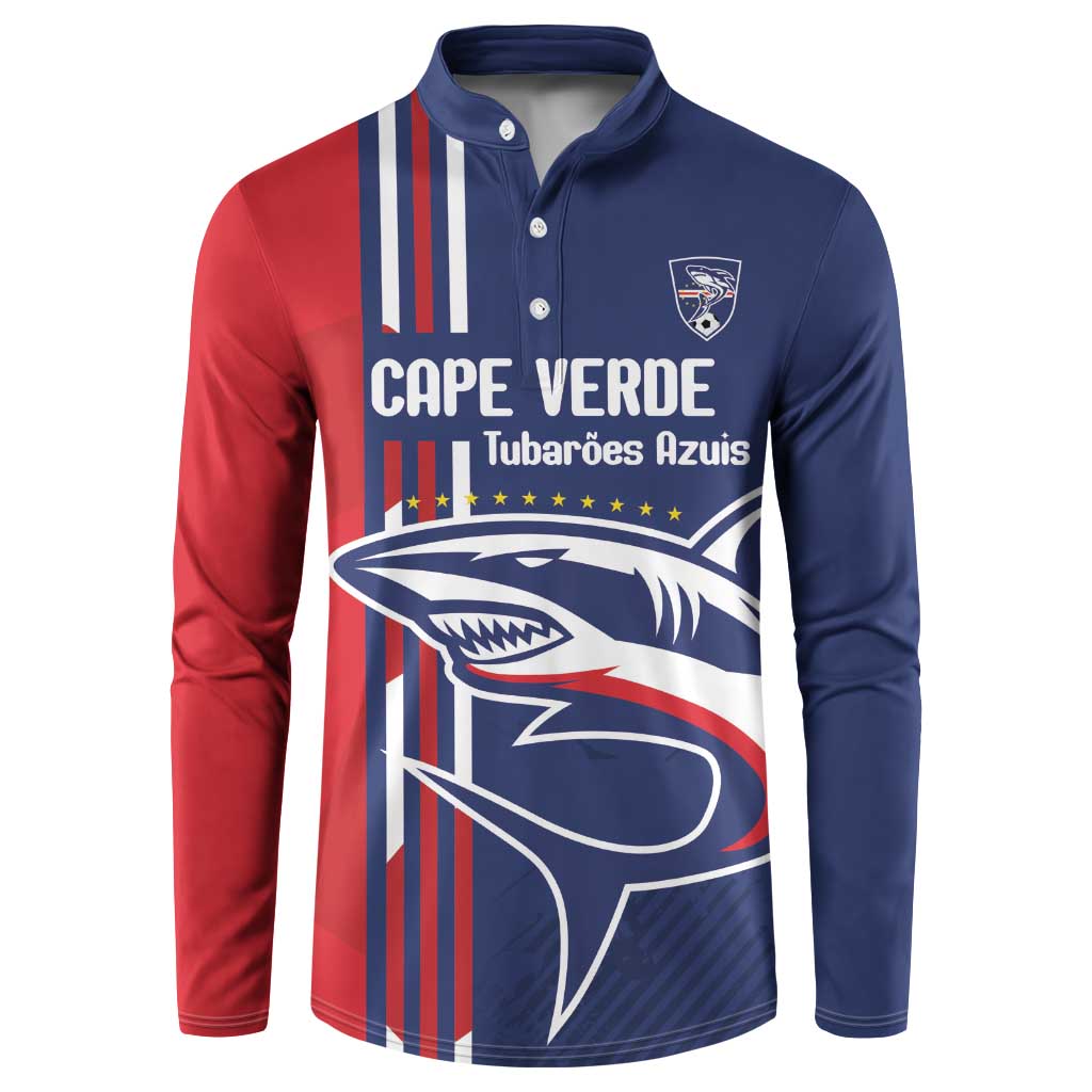 Cape Verde Football Pride Custom Button Sweatshirt Tubaroes Azuis Champion