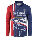 Cape Verde Football Pride Custom Button Sweatshirt Tubaroes Azuis Champion