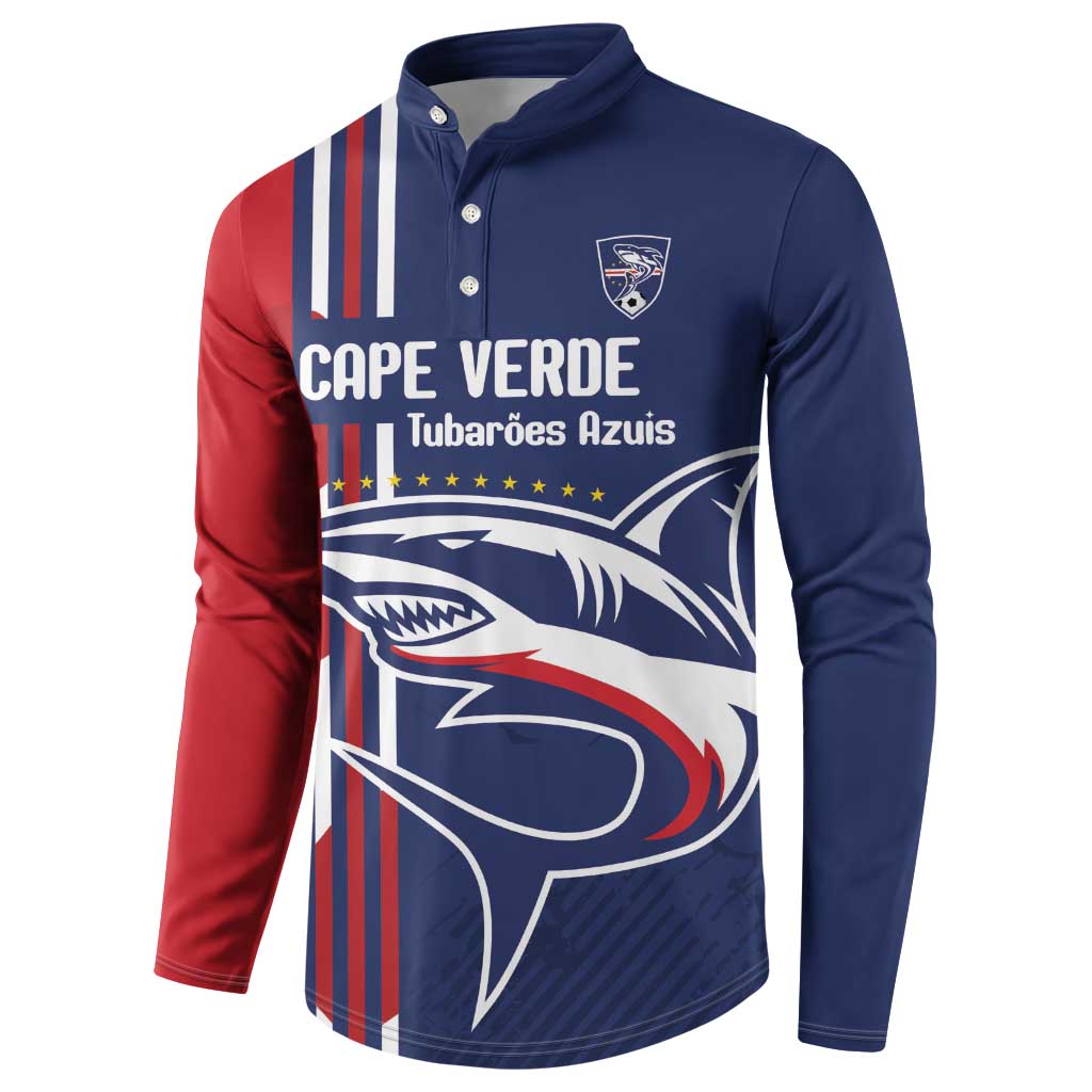 Cape Verde Football Pride Custom Button Sweatshirt Tubaroes Azuis Champion