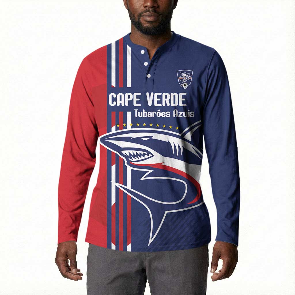 Cape Verde Football Pride Custom Button Sweatshirt Tubaroes Azuis Champion