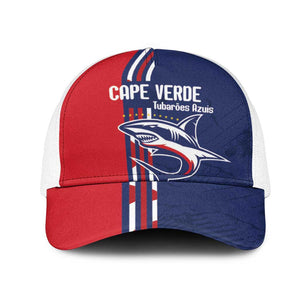 Cape Verde Football Pride Mesh Trucker Cap Tubaroes Azuis Champion - African Pride