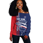 Cape Verde Football Pride Custom Off Shoulder Sweater Tubaroes Azuis Champion - African Pride