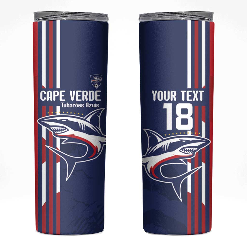 Cape Verde Football Pride Custom Skinny Tumbler Tubaroes Azuis Champion - African Pride