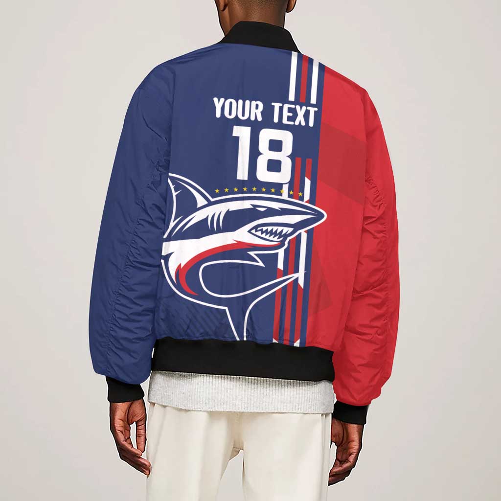 Cape Verde Football Pride Custom Sleeve Zip Bomber Jacket Tubaroes Azuis Champion - African Pride