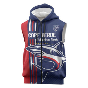 Cape Verde Football Pride Custom Sleeveless Zip Hoodie Tubaroes Azuis Champion - African Pride