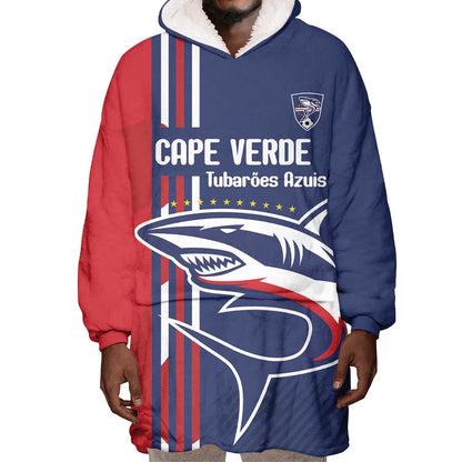 Cape Verde Football Pride Custom Wearable Blanket Hoodie Tubaroes Azuis Champion - African Pride
