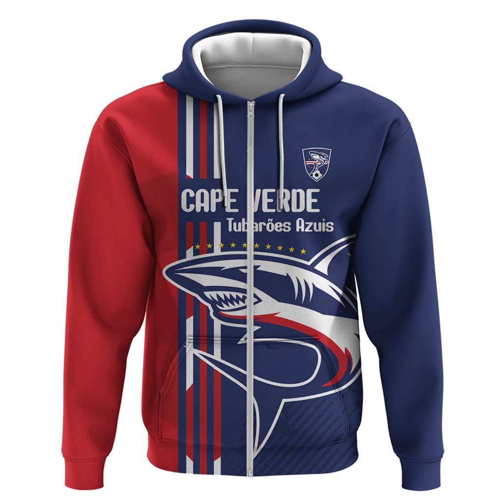 Cape Verde Football Pride Custom Zip Hoodie Tubaroes Azuis Champion - African Pride