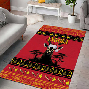 Afro Angola Giant Sable Antelope Christmas Area Rug Virtus Unita Fortior Feliz Natal