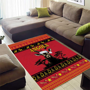 Afro Angola Giant Sable Antelope Christmas Area Rug Virtus Unita Fortior Feliz Natal