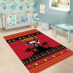 Afro Angola Giant Sable Antelope Christmas Area Rug Virtus Unita Fortior Feliz Natal