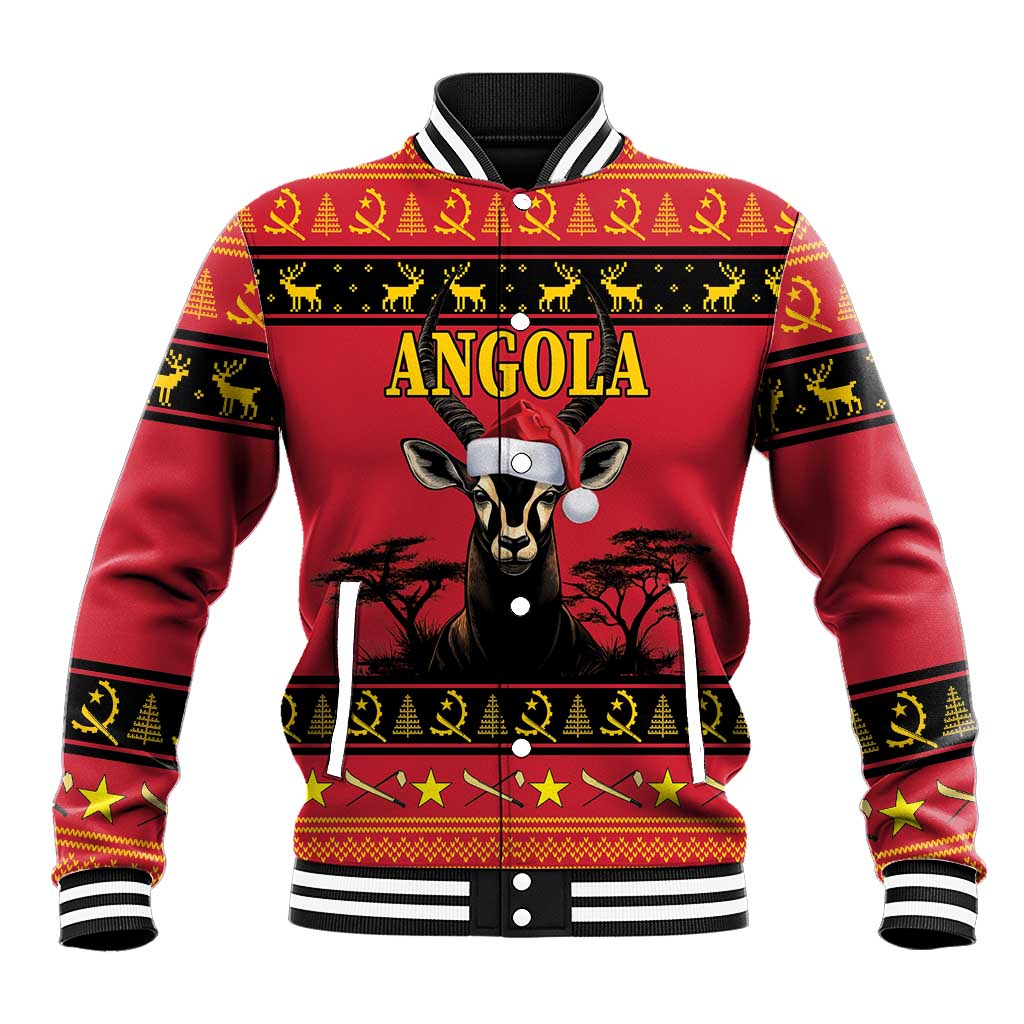 Afro Angola Giant Sable Antelope Christmas Baseball Jacket Virtus Unita Fortior Feliz Natal