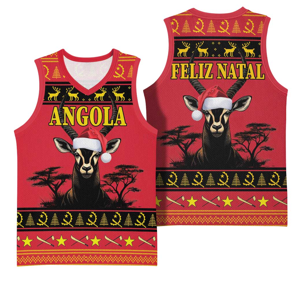 Afro Angola Giant Sable Antelope Christmas Basketball Jersey Virtus Unita Fortior Feliz Natal LT18