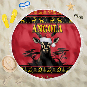 Afro Angola Giant Sable Antelope Christmas Beach Blanket Virtus Unita Fortior Feliz Natal