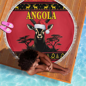 Afro Angola Giant Sable Antelope Christmas Beach Blanket Virtus Unita Fortior Feliz Natal