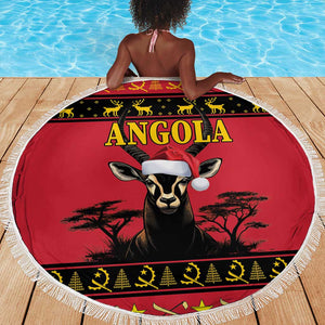 Afro Angola Giant Sable Antelope Christmas Beach Blanket Virtus Unita Fortior Feliz Natal