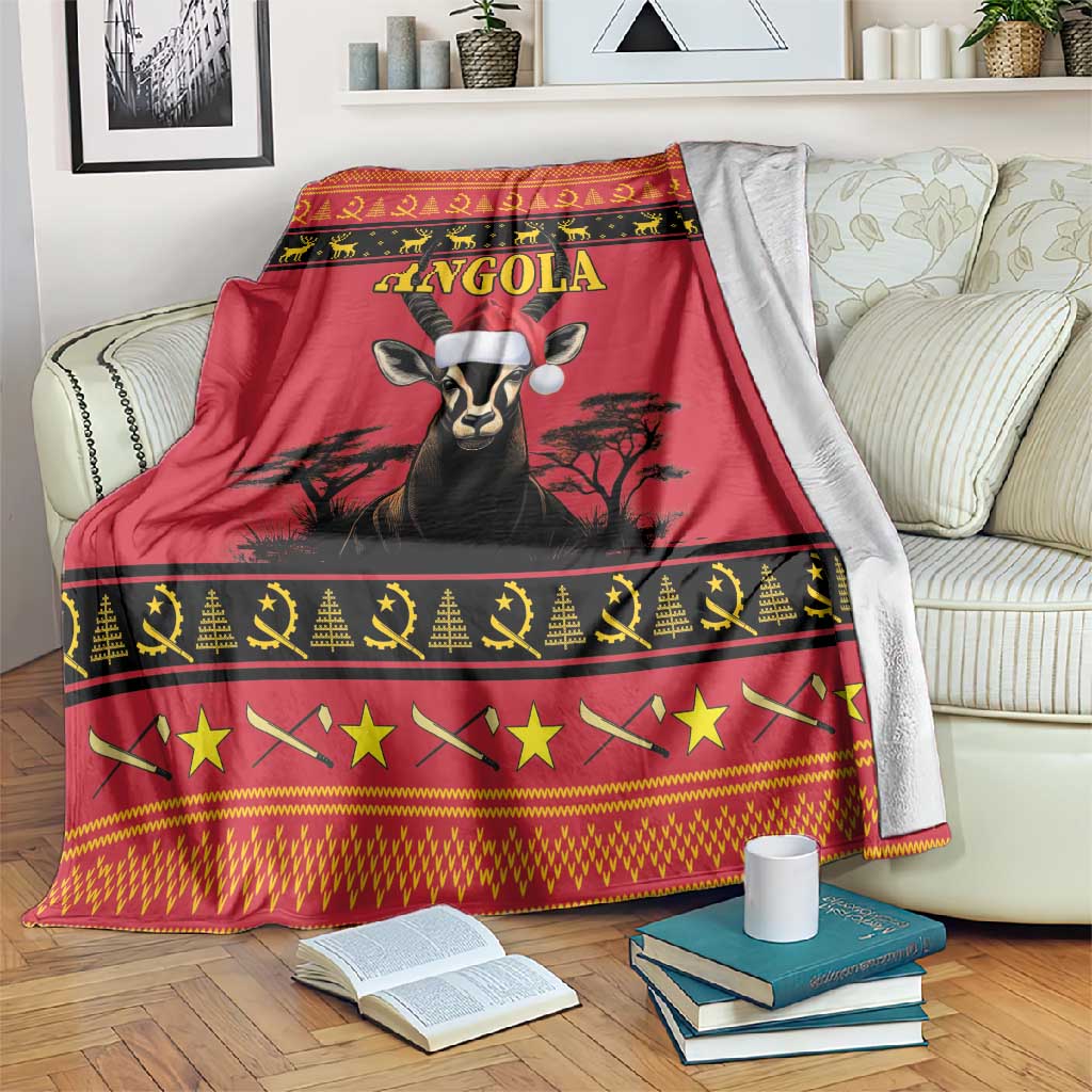 Afro Angola Giant Sable Antelope Christmas Blanket Virtus Unita Fortior Feliz Natal