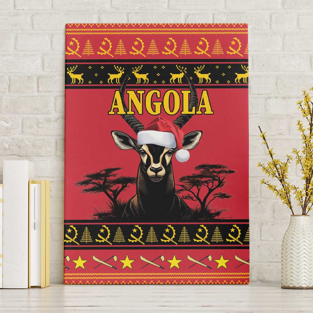 Afro Angola Giant Sable Antelope Christmas Canvas Wall Art Virtus Unita Fortior Feliz Natal