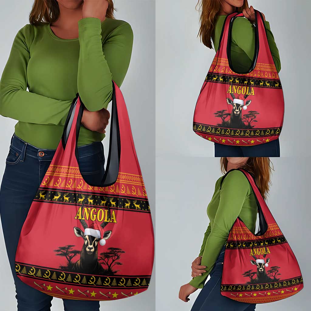 Afro Angola Giant Sable Antelope Christmas Grocery Bag Virtus Unita Fortior Feliz Natal