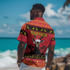 Afro Angola Giant Sable Antelope Christmas Hawaiian Shirt Virtus Unita Fortior Feliz Natal