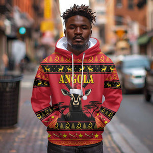 Afro Angola Giant Sable Antelope Christmas Hoodie Virtus Unita Fortior Feliz Natal