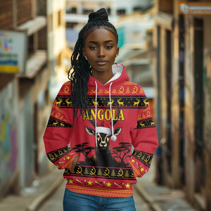 Afro Angola Giant Sable Antelope Christmas Hoodie Virtus Unita Fortior Feliz Natal