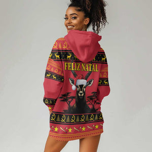 Afro Angola Giant Sable Antelope Christmas Hoodie Dress Virtus Unita Fortior Feliz Natal