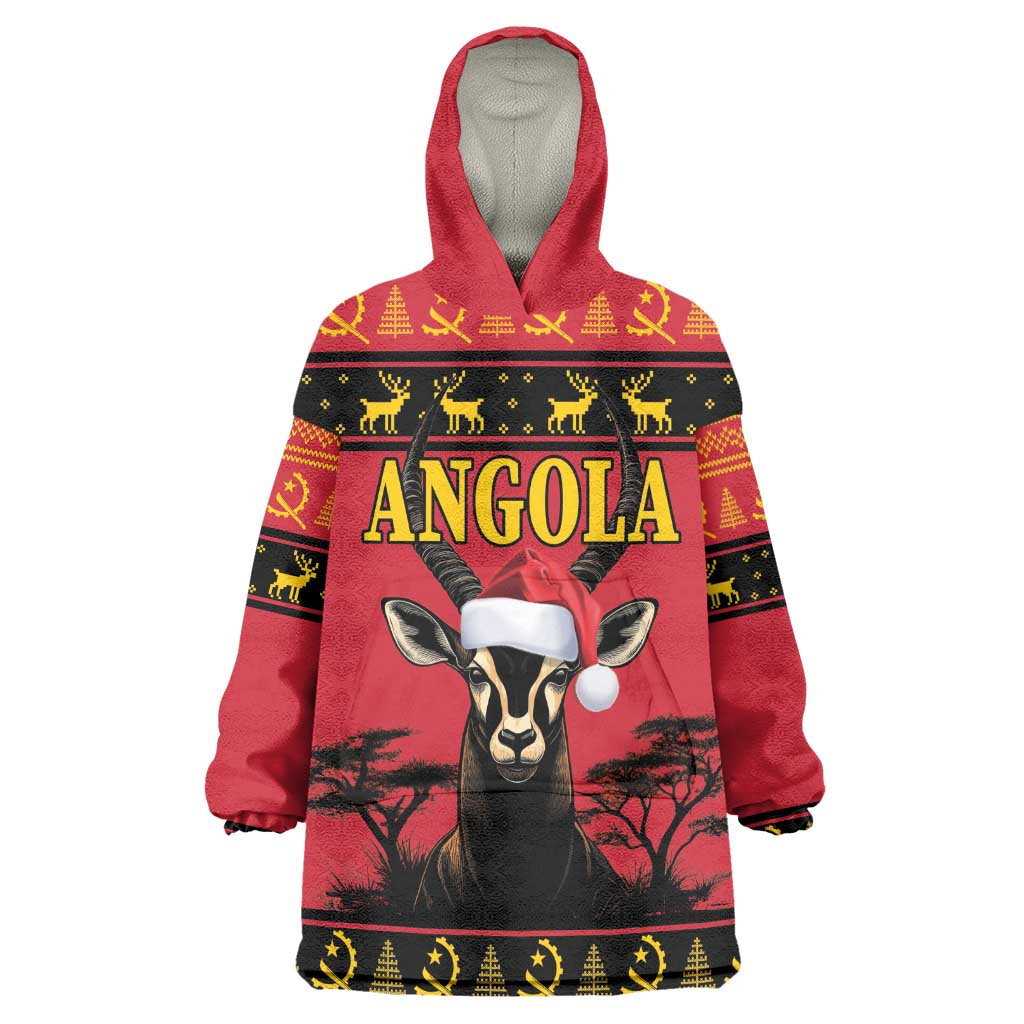 Afro Angola Giant Sable Antelope Christmas Kid Wearable Blanket Hoodie Virtus Unita Fortior Feliz Natal