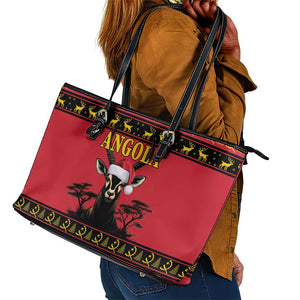 Afro Angola Giant Sable Antelope Christmas Leather Tote Bag Virtus Unita Fortior Feliz Natal