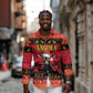 Afro Angola Giant Sable Antelope Christmas Long Sleeve Button Shirt Virtus Unita Fortior Feliz Natal