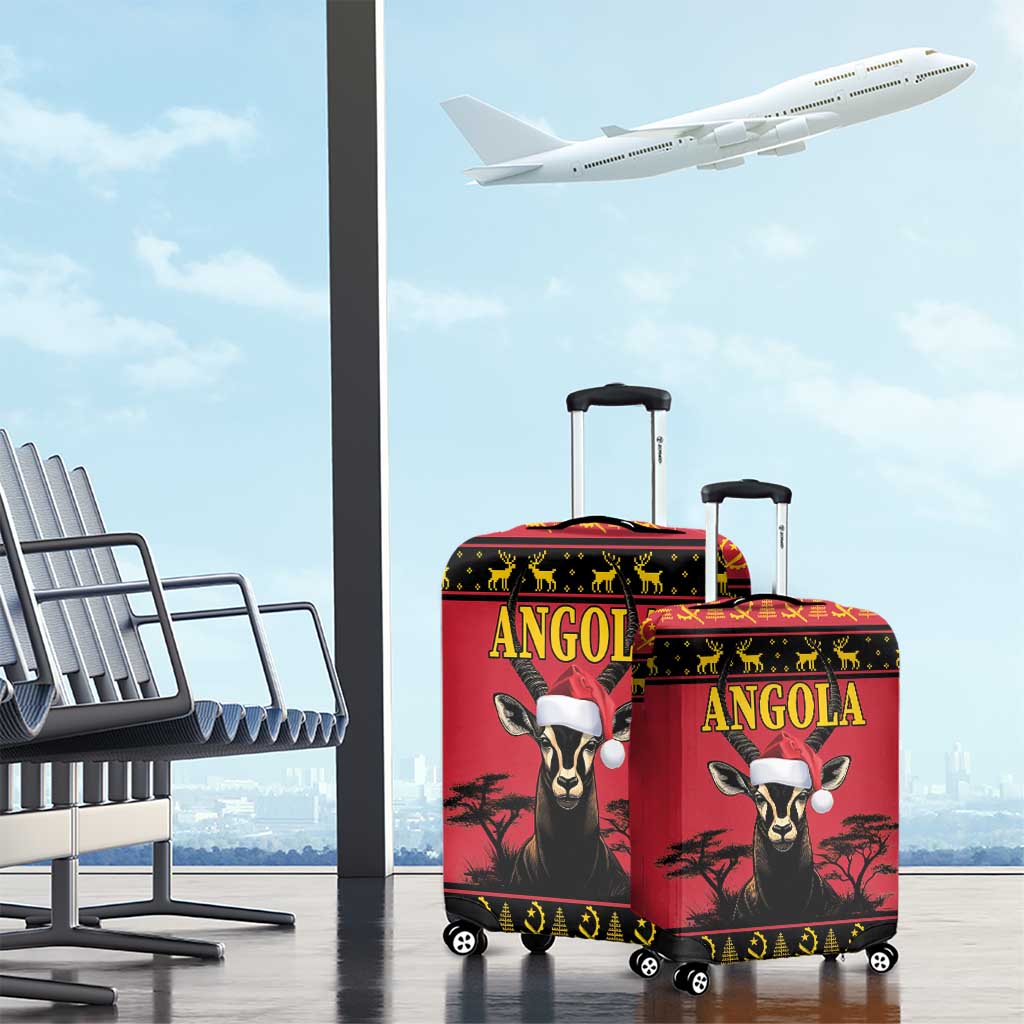 Afro Angola Giant Sable Antelope Christmas Luggage Cover Virtus Unita Fortior Feliz Natal