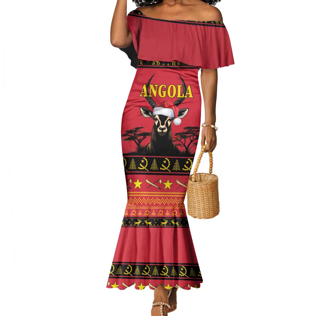 Afro Angola Giant Sable Antelope Christmas Mermaid Dress Virtus Unita Fortior Feliz Natal