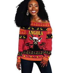 Afro Angola Giant Sable Antelope Christmas Off Shoulder Sweater Virtus Unita Fortior Feliz Natal