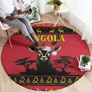 Afro Angola Giant Sable Antelope Christmas Round Carpet Virtus Unita Fortior Feliz Natal