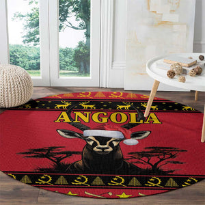 Afro Angola Giant Sable Antelope Christmas Round Carpet Virtus Unita Fortior Feliz Natal