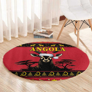 Afro Angola Giant Sable Antelope Christmas Round Carpet Virtus Unita Fortior Feliz Natal