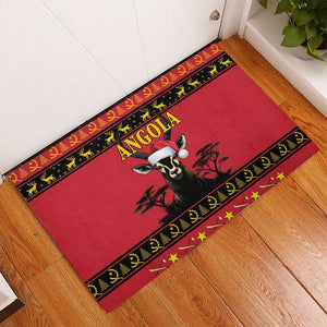 Afro Angola Giant Sable Antelope Christmas Rubber Doormat Virtus Unita Fortior Feliz Natal